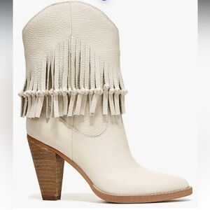 New ZODIAC Beige Leather Donna Fringe Boots Size 7.5